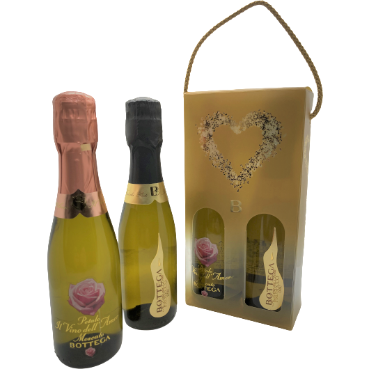 Bottega Poeti Prosecco & Bottega Petalo Vino dell'Amore Moscato Duo Gift Box