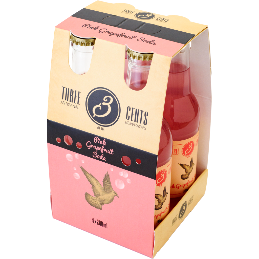 Three Cents Pink Grapefruit Soda 4 x 20cl pack