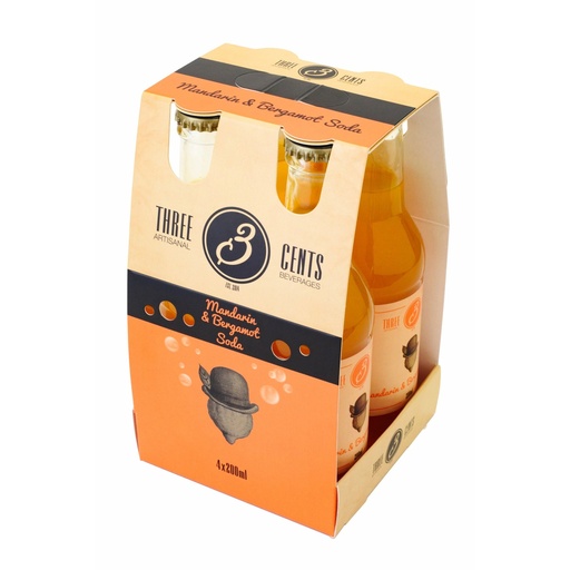 [TCMB001/4] Three Cents Mandarin & Bergamot soda 4 x 20cl pack